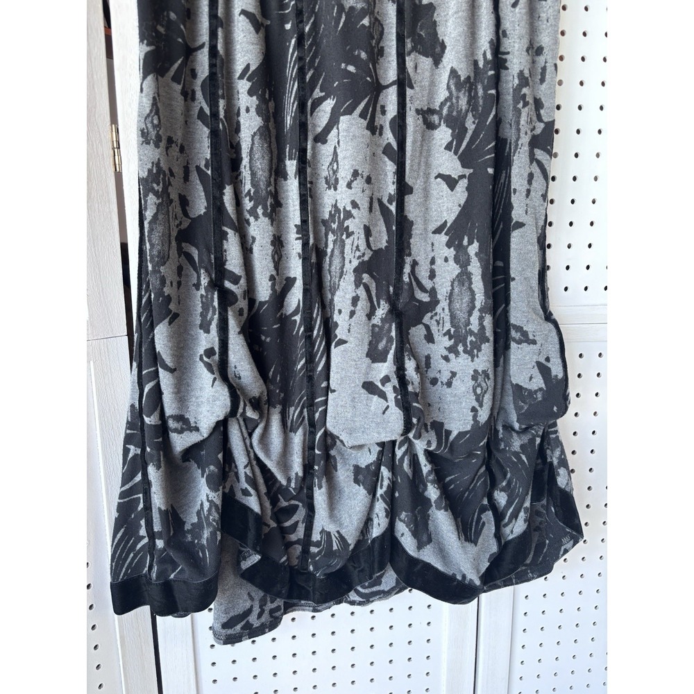 Bryn‎ Walker Black Gray Women's L Gathering Tie Up Maxi Skirt Pull On - Picture 3 of 7